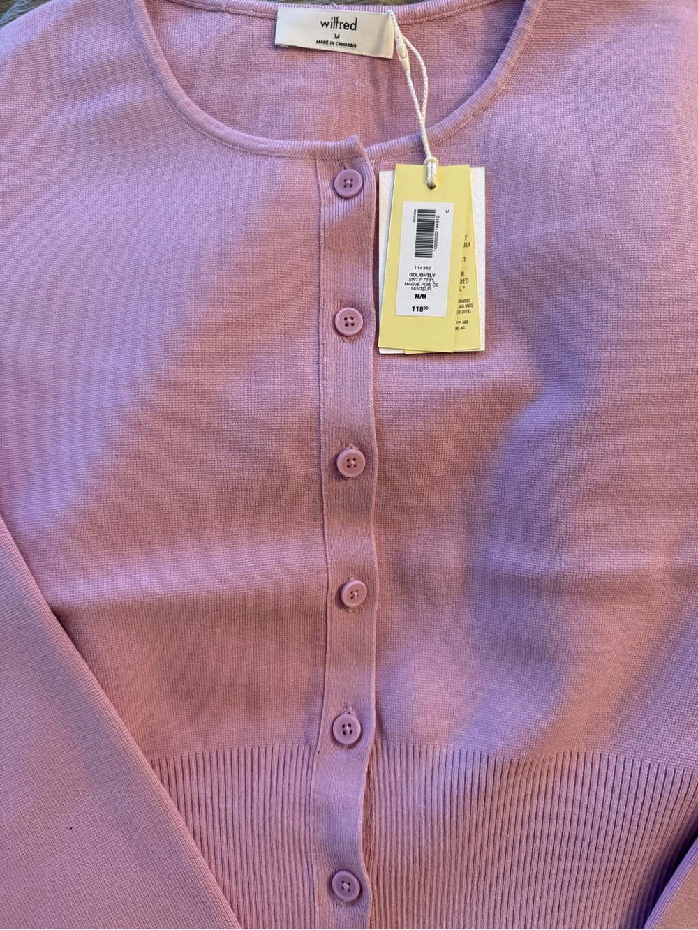 Wilfred Lilac Button-Front Cardigan